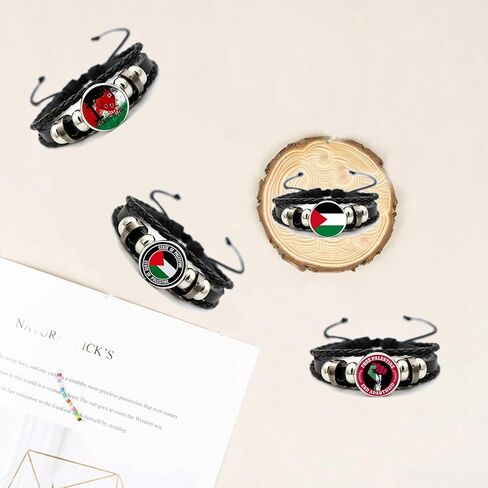 6 Pack Free Palestine Bracelet Palestine Free Flag Pattern Adjustable Wrap Bracelets Supports Palestine for Men Women in Kuwait