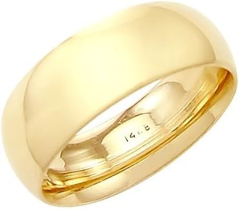 14k Solid Yellow Gold Plain Comfort Wedding Band Ring 8MM - Size 9 in Saudi Arabia