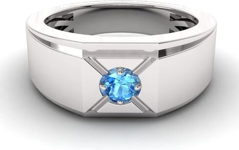 خاتم زواج من الأحجار الكريمة الطبيعية والمعتمدة من Diamondere من الفضة الإسترليني عيار 925 | خاتم سوليتير 0.10 قيراط للرجال، مقاس أمريكي من 4 إلى 12 in Kuwait