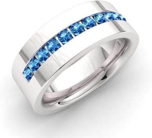 Diamondere Natural and Certified Gemstone Wedding Band Ring in 14k White Gold | 0.41 Carat 6.0 MM Band Ring for Mens, US Size 4 to 12 in Saudi Arabia