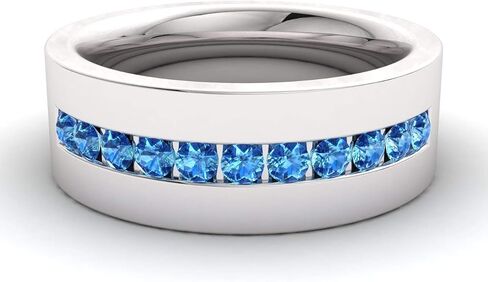 Diamondere Natural and Certified Gemstone Wedding Band Ring in 14k White Gold | 0.41 Carat 6.0 MM Band Ring for Mens, US Size 4 to 12 in Saudi Arabia