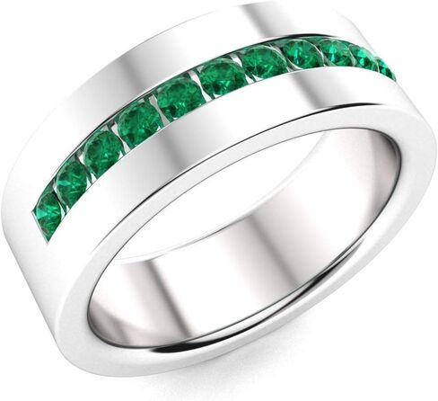 Diamondere Natural and Certified Gemstone Wedding Band Ring in 14k White Gold | 0.41 Carat 6.0 MM Band Ring for Mens, US Size 4 to 12 in Saudi Arabia