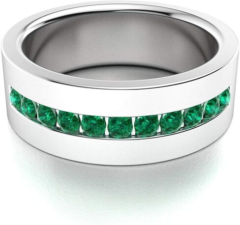 Diamondere Natural and Certified Gemstone Wedding Band Ring in 14k White Gold | 0.41 Carat 6.0 MM Band Ring for Mens, US Size 4 to 12 in Saudi Arabia