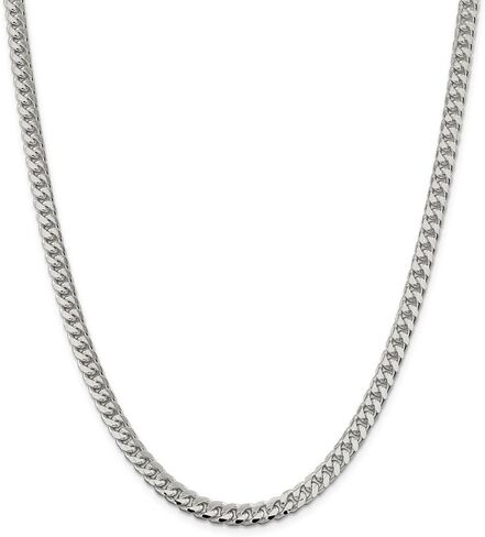 Solid 925 Sterling Silver 6.00mm Domed Curb Cuban Chain Necklace - with Secure Lobster Lock Clasp in Saudi Arabia