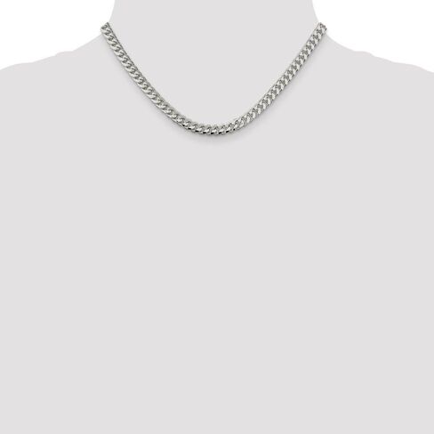 Solid 925 Sterling Silver 6.00mm Domed Curb Cuban Chain Necklace - with Secure Lobster Lock Clasp in Saudi Arabia