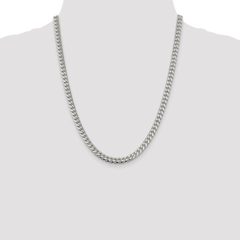 Solid 925 Sterling Silver 6.00mm Domed Curb Cuban Chain Necklace - with Secure Lobster Lock Clasp in Saudi Arabia