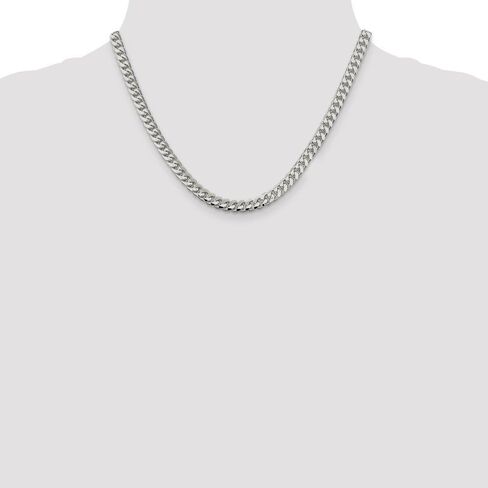 Solid 925 Sterling Silver 6.00mm Domed Curb Cuban Chain Necklace - with Secure Lobster Lock Clasp in Saudi Arabia