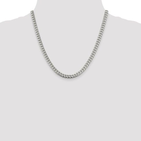 Solid 925 Sterling Silver 6.00mm Domed Curb Cuban Chain Necklace - with Secure Lobster Lock Clasp in Saudi Arabia