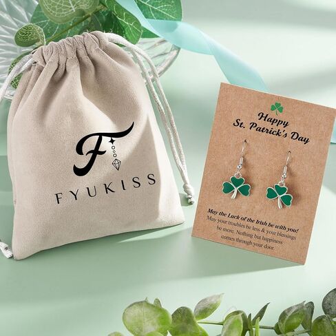 fyukiss عيد القديس باتريك الأقراط للنساء الفتيات مع بطاقات التصميم، والأقراط شامروك الحلي، الأيرلندية الأخضر البرسيم حدوة الحصان انخفاض الأقراط والمجوهرات لعيد القديس باتريك الأيرلندية هدية in Saudi Arabia