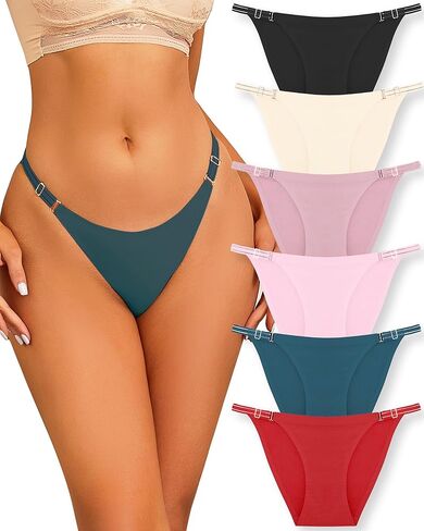 ملابس داخلية ROSYCORAL قابلة للتعديل بدون خياطة للنساء، سراويل بيكيني مثيرة بدون عرض عالية القطع، 6 قطع S-XL in Kuwait