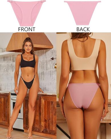 ملابس داخلية ROSYCORAL قابلة للتعديل بدون خياطة للنساء، سراويل بيكيني مثيرة بدون عرض عالية القطع، 6 قطع S-XL in Kuwait