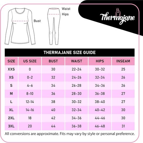 مجموعة قيعان حرارية وملابس داخلية حرارية مقاس 3XL من Thermajane باللونين الوردي والأسود in Saudi Arabia