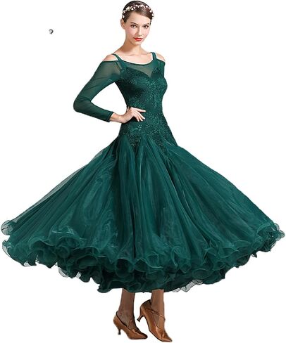 Exquisite lace Ballroom Dance Waltz Tango Standard Competition Dance Dress in Saudi Arabia