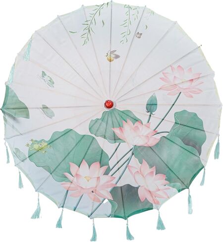 THY COLLECTIBLES Classic Chinese Art Asian Style 33" Silk Parasol Umbrella with Tassels for Wedding Parties, Photography, Costumes, Cosplay, Decoration And Other Events in Saudi Arabia
