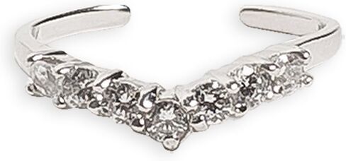 خاتم اصابع القدم برينسيس من الفضة الاسترلينية عيار 925 واحجار الزركونيا المكعبة - خاتم قابل للتعديل للقدم او المتوسط، حجر الراين، زركونيا مكعب in Kuwait