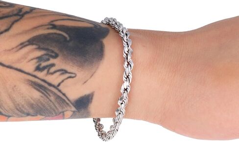 Nuragold 10k White Gold 5mm Rope Chain Diamond Cut Bracelet, Real Gold Jewelry for Men Women 7" 7.5" 8" 8.5" 9" in Kuwait
