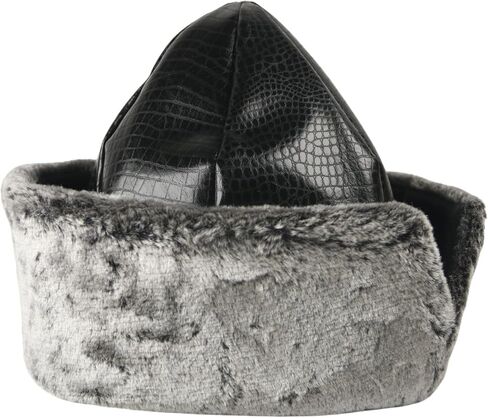 Turkish Ottoman Bork Hat Shiny Black Ertugrul Osman Dirilis Faux Fur Winter Cap with Ottoman Coat of Arms Emblem in Saudi Arabia