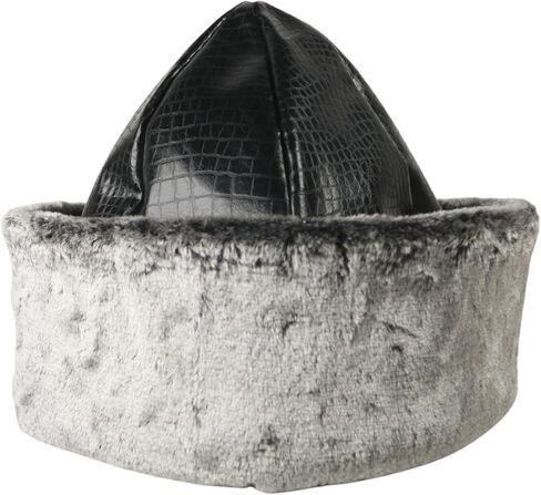 Turkish Ottoman Bork Hat Shiny Black Ertugrul Osman Dirilis Faux Fur Winter Cap with Ottoman Coat of Arms Emblem in Saudi Arabia