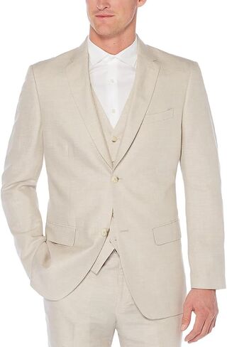 Perry Ellis Men's Linen-Blend Suit Jacket, Breathable Single Breasted Blazer, Regular Fit, with Chest Pocket (Sizes 36-54) in Saudi Arabia