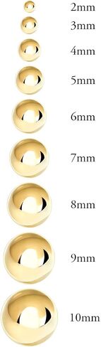 أقراط بريمة مرصعة بالذهب الأصفر عيار 14 قيراط مع دعامات 5 مم، 2 مم - 10 مم in Kuwait