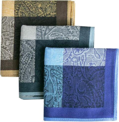 Mens Soft Cotton Handkerchiefs Paisley Assorted Hankies Gift Set in Saudi Arabia
