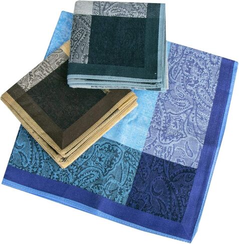 Mens Soft Cotton Handkerchiefs Paisley Assorted Hankies Gift Set in Saudi Arabia