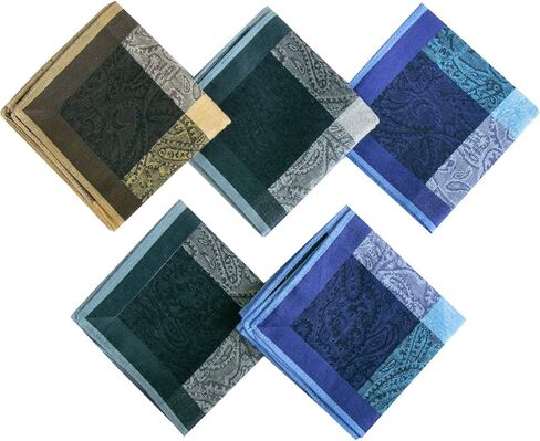 Mens Soft Cotton Handkerchiefs Paisley Assorted Hankies Gift Set in Saudi Arabia