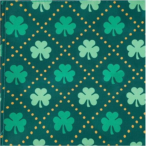 Jacob Alexander Men's Happy Saint Patrick's Day Shamrock in Diamond Shape Dotted Lines Pocket Square - Dark Green in Saudi Arabia