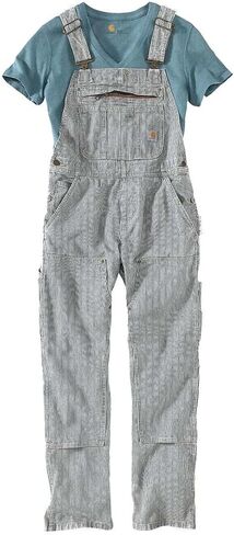 Carhartt womens Brewster Double Front Railroad Striped Bib Overalls in Saudi Arabia