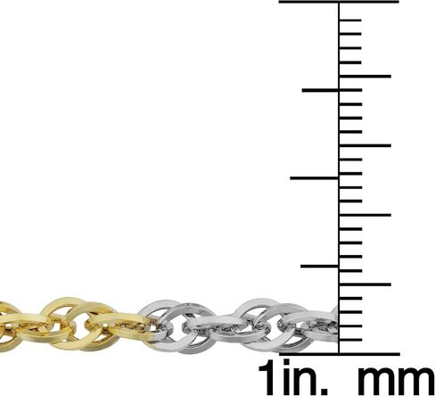 خلخال وصلة كبل مزدوج ذهبي 10 قيراط ثلاثي الألوان من Kooljewelry (3.85 مم، 10 بوصة), 10 inches in Saudi Arabia