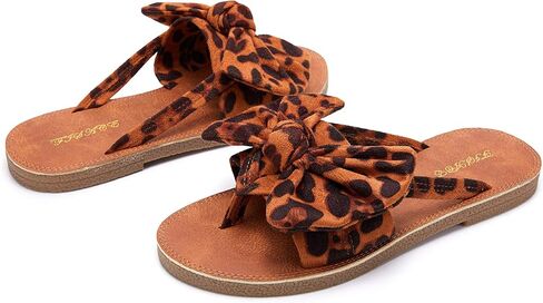 FISACE Womens Bow Flat Sandals Flip Flops Slide Sandals Summer Beach Shoes in Saudi Arabia