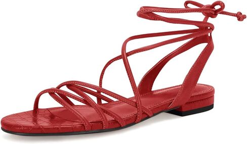 Ermonn Women's Lace-up Flat Sandals Strappy Open Toe Slingback CrissCross Casual Summer Slides in Saudi Arabia