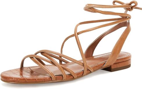 Ermonn Women's Lace-up Flat Sandals Strappy Open Toe Slingback CrissCross Casual Summer Slides in Kuwait