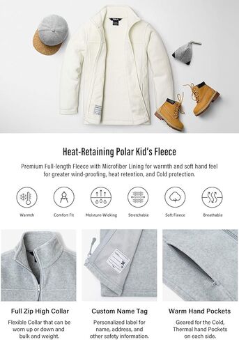 سترة TSLA للأولاد بسحاب كامل من الصوف القطبي، سترة شتوية دافئة بأكمام طويلة، سترة حرارية للجبال في الهواء الطلق in Kuwait