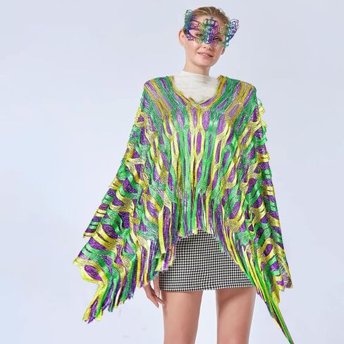 ماردي غرا المعطف ماردي غرا قناع للنساء أصفر أخضر أرجواني ماردي غرا أزياء النساء ماردي غرا كيب شال قناع تنكر ماردي غرا الملحقات للنساء الفتيات ماردي غرا لوازم الحفلات in Kuwait