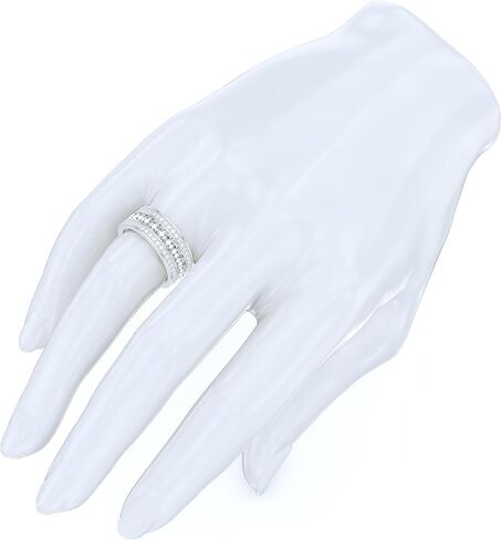 THELANDA Sterling Silver 8mm Unisex Bubbles Balls Simulated Round Diamond or Genuine Moissanite Full Eternity Band Wedding Ring in Saudi Arabia
