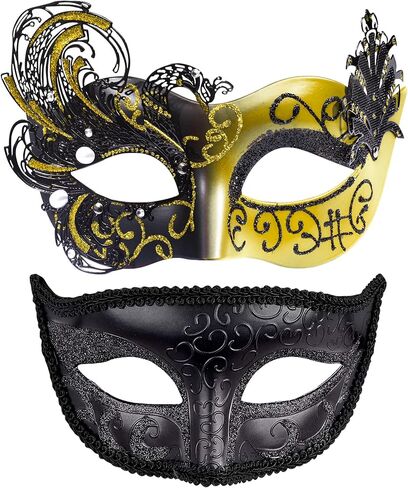 SIQUK Couple Masquerade Masks Metal Venetian Party Mask Halloween Costume Mask Mardi Gras Mask for Couples Women and Men in Saudi Arabia