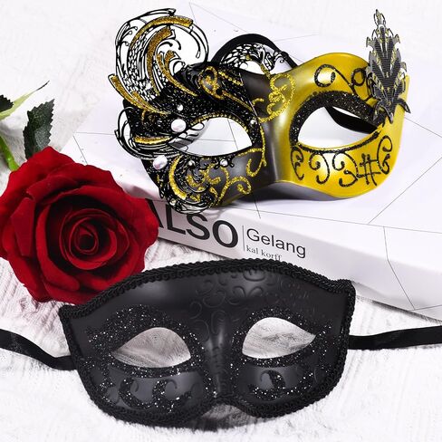 SIQUK Couple Masquerade Masks Metal Venetian Party Mask Halloween Costume Mask Mardi Gras Mask for Couples Women and Men in Saudi Arabia