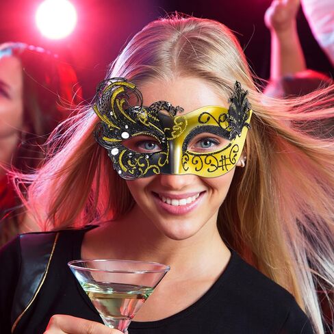 SIQUK Couple Masquerade Masks Metal Venetian Party Mask Halloween Costume Mask Mardi Gras Mask for Couples Women and Men in Saudi Arabia