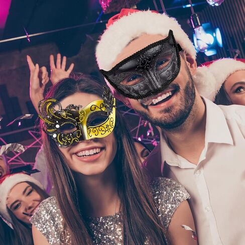 SIQUK Couple Masquerade Masks Metal Venetian Party Mask Halloween Costume Mask Mardi Gras Mask for Couples Women and Men in Saudi Arabia
