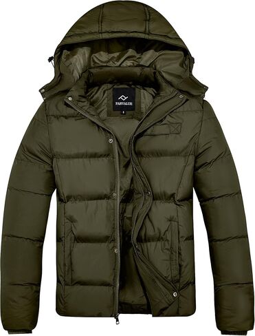 FARVALUE Mens Winter Coats Warm Puffer Jacket Thicken Winter Parka Padded Outwear with Hood in Kuwait