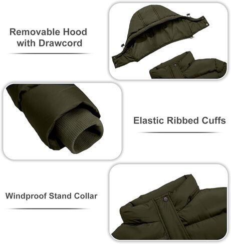 FARVALUE Mens Winter Coats Warm Puffer Jacket Thicken Winter Parka Padded Outwear with Hood in Kuwait