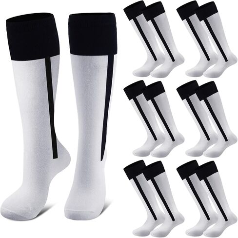 6 Pairs 2 in 1 Baseball Softball Stirrup Socks over the Calf Athletic Soft Baseball Socks Rugby Knee High Footed Stirrup Socks for Youth Boys Sports Team in Saudi Arabia