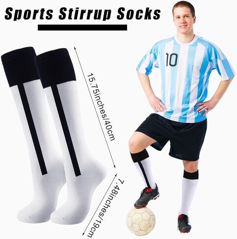 6 Pairs 2 in 1 Baseball Softball Stirrup Socks over the Calf Athletic Soft Baseball Socks Rugby Knee High Footed Stirrup Socks for Youth Boys Sports Team in Saudi Arabia