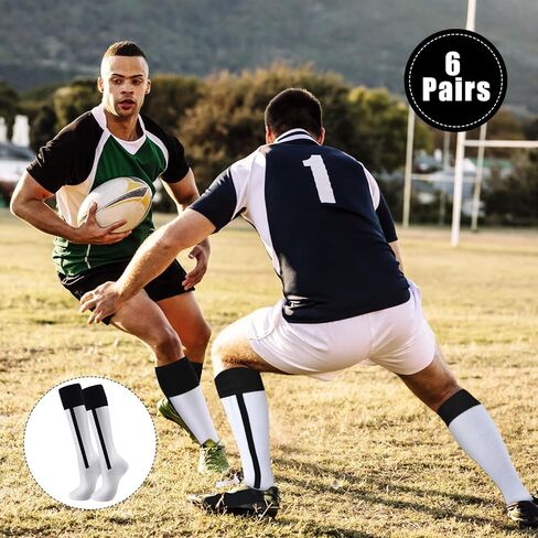 6 Pairs 2 in 1 Baseball Softball Stirrup Socks over the Calf Athletic Soft Baseball Socks Rugby Knee High Footed Stirrup Socks for Youth Boys Sports Team in Saudi Arabia