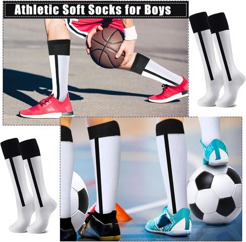 6 Pairs 2 in 1 Baseball Softball Stirrup Socks over the Calf Athletic Soft Baseball Socks Rugby Knee High Footed Stirrup Socks for Youth Boys Sports Team in Saudi Arabia