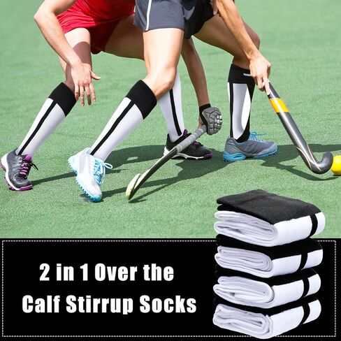 6 Pairs 2 in 1 Baseball Softball Stirrup Socks over the Calf Athletic Soft Baseball Socks Rugby Knee High Footed Stirrup Socks for Youth Boys Sports Team in Saudi Arabia