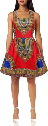 SHENBOLEN Woman African Print Dress Dashiki Traditional Dress Party Dresses in Saudi Arabia
