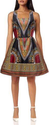 SHENBOLEN Woman African Print Dress Dashiki Traditional Dress Party Dresses in Saudi Arabia