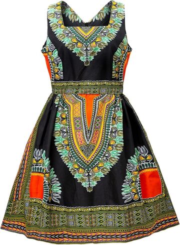 SHENBOLEN Woman African Print Dress Dashiki Traditional Dress Party Dresses in Saudi Arabia